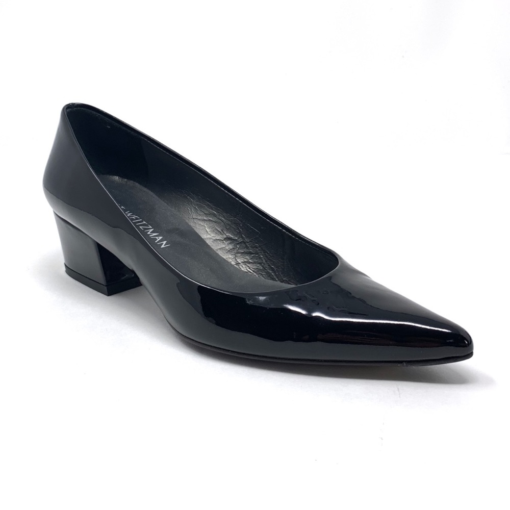 Stuart Weitzman Black Patent Leather Largo Pumps